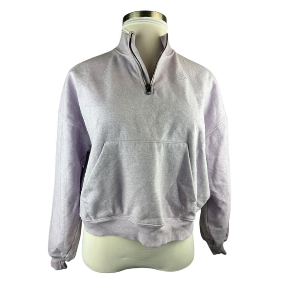 Gymshark Rest Day Sweats 1/2 Zip Pullover Purple Aura Lilac Marl Oversized Fit M - Picture 7 of 16